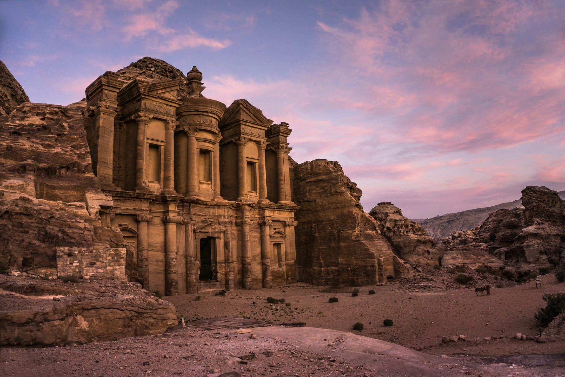 The monastery of Petra at the sunset